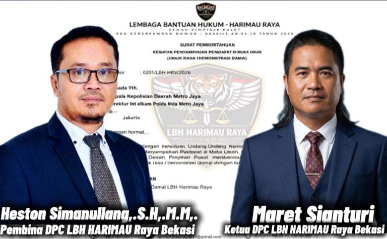 DPC LBH HARIMAU Raya Bekasi Dukung Penuh Aksi Demonstrasi Damai 14 Mei 2026