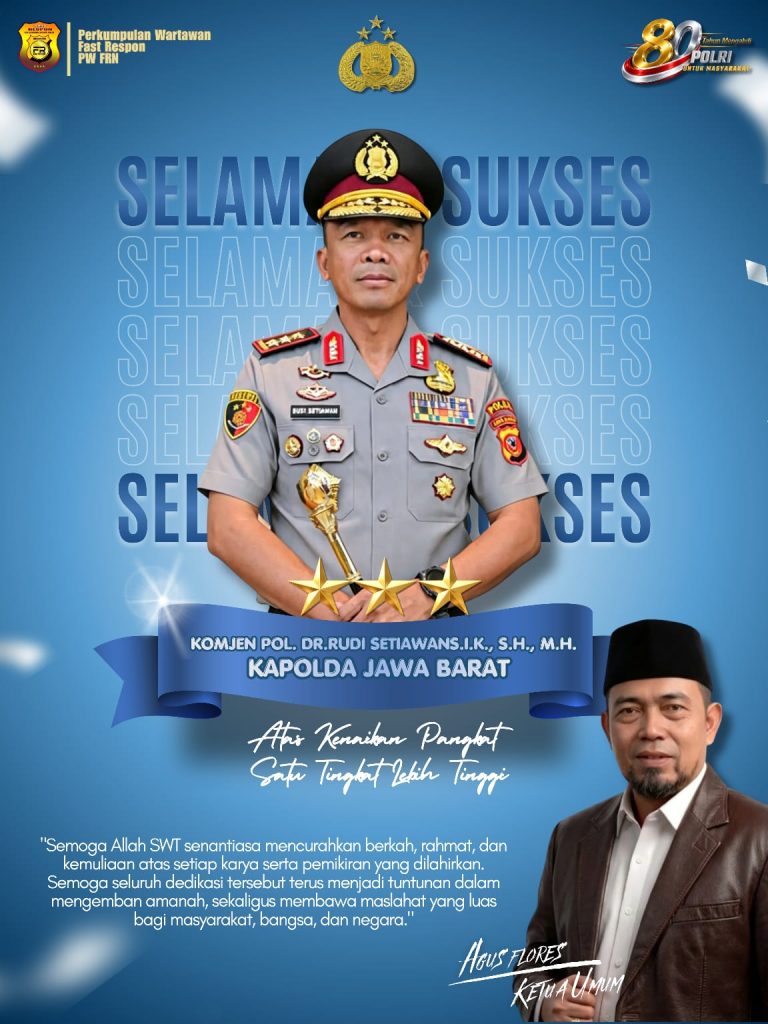 Ketua Umum PW-FRN Agus Flores Sampaikan Ucapan Selamat atas Kenaikan Pangkat Komjen Pol. Dr. Rudi Setiawan, S.I.K., S.H., M.H.