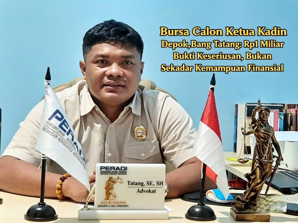 Bursa Calon Ketua Kadin Depok,Bang Tatang: Rp1 Miliar Bukti Keseriusan, Bukan Sekadar Kemampuan Finansial