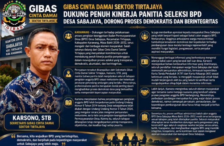 Gibas Cinta Damai Sektor Tirtajaya Dukung Penuh Kinerja Panitia Seleksi BPD Desa Sabajaya, Dorong Proses Demokratis dan Berintegritas