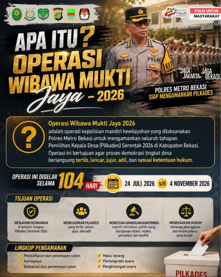 Kang Edo Apresiasi Operasi Wibawamukti Jaya 2026, Polres Metro Bekasi Perkuat Pengamanan Pilkades Serentak