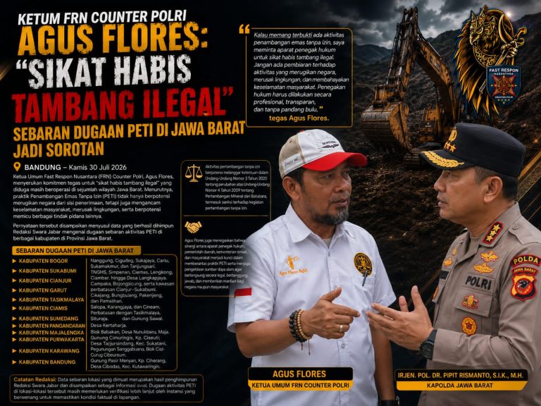 Ketum FRN Counter Polri Agus Flores: “Sikat Habis Tambang Ilegal”, Sebaran Dugaan PETI di Jawa Barat Jadi Sorotan