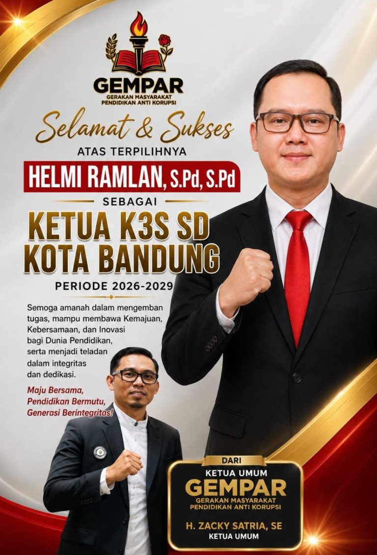 H Zacky Satria Ucapkan Selamat atas Terpilihnya Helmi Ramlan sebagai Ketua K3S SD Kota Bandung Periode 2026–2029