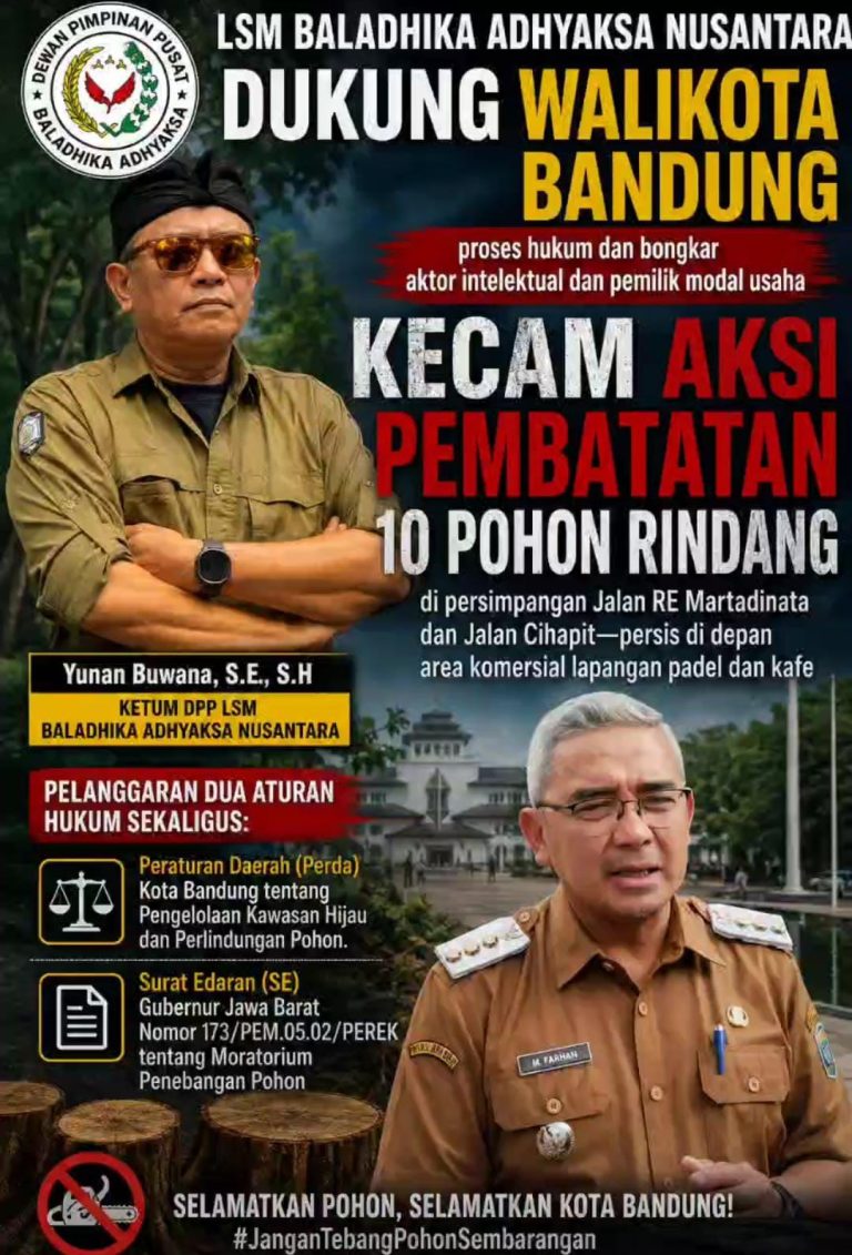 Yunan Buwana Dukung Wali Kota Bandung Tegakkan Hukum atas Penebangan Pohon, Desak Pelaku Diproses Sesuai Ketentuan