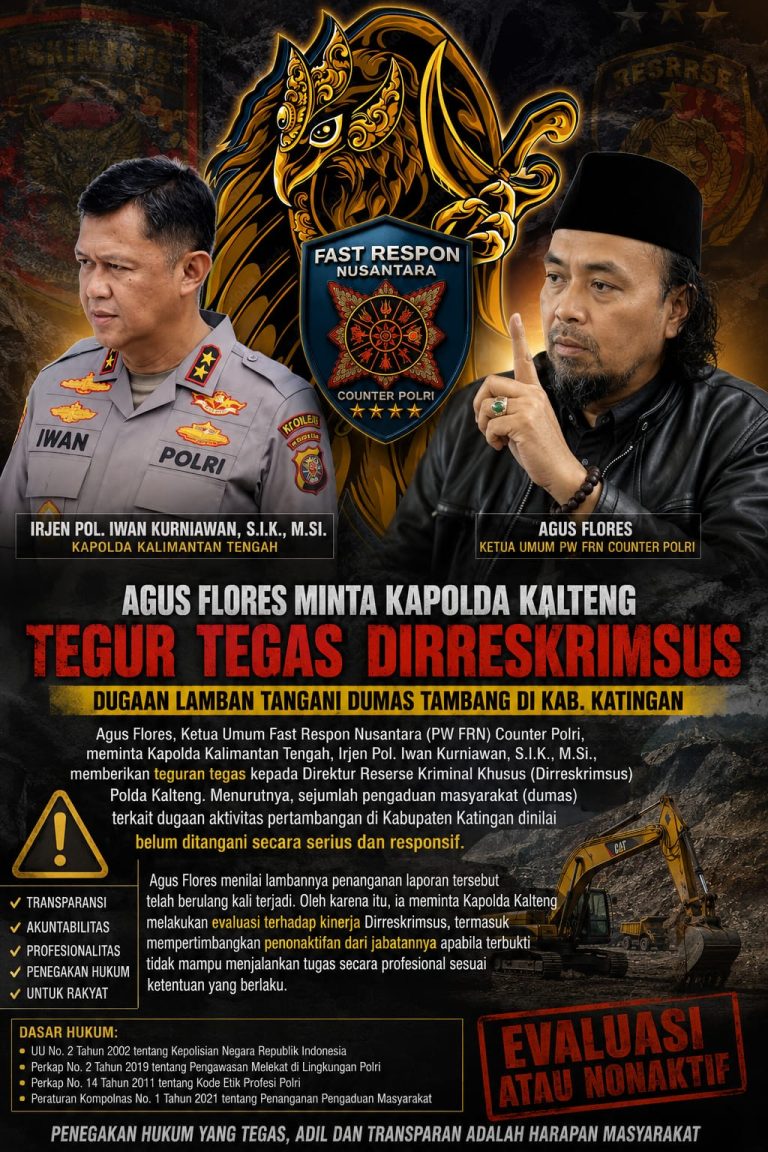 Agus Flores Minta Kapolda Kalteng Tegur Keras Dirkrimsus: Jangan Biarkan Laporan Masyarakat Mengendap