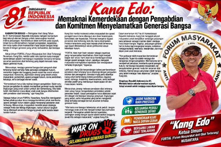 Kang Edo: Memaknai Kemerdekaan dengan Pengabdian dan Komitmen Menyelamatkan Generasi Bangsa