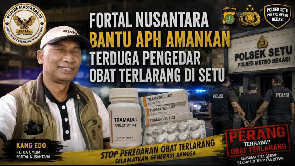 FORTAL Nusantara Bantu APH Amankan Terduga Pengedar Obat Terlarang di Setu