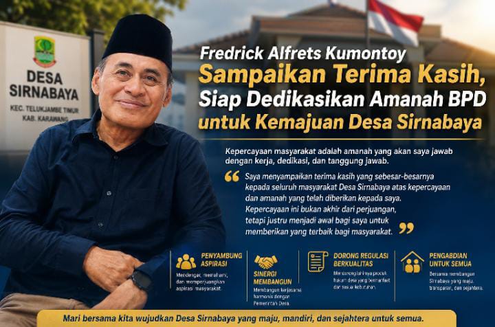 Fredrick Alfrets Kumontoy Sampaikan Terima Kasih, Siap Dedikasikan Amanah BPD untuk Kemajuan Desa Sirnabaya