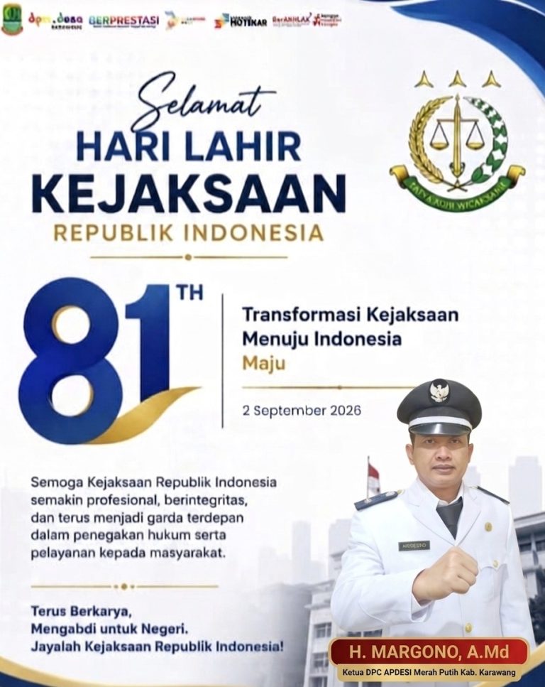 H. Margono Sampaikan Ucapan Harlah Kejaksaan RI ke-81, Dorong Penguatan Supremasi Hukum hingga Tingkat Desa